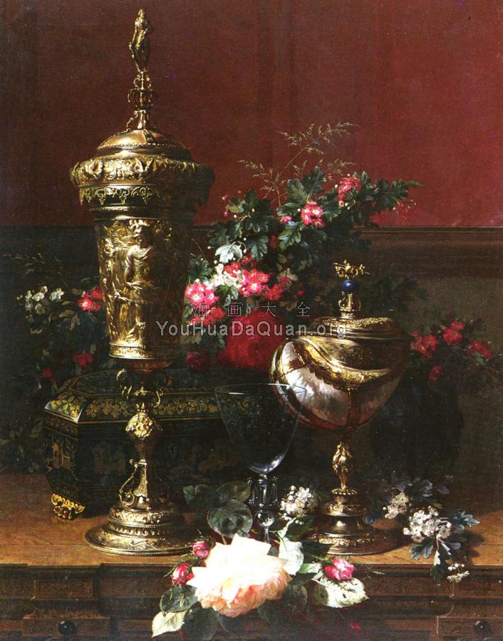 A Still Life With A German Cup, A Nautilus Cup, A Goblet - 简·巴普蒂斯特·罗宾
